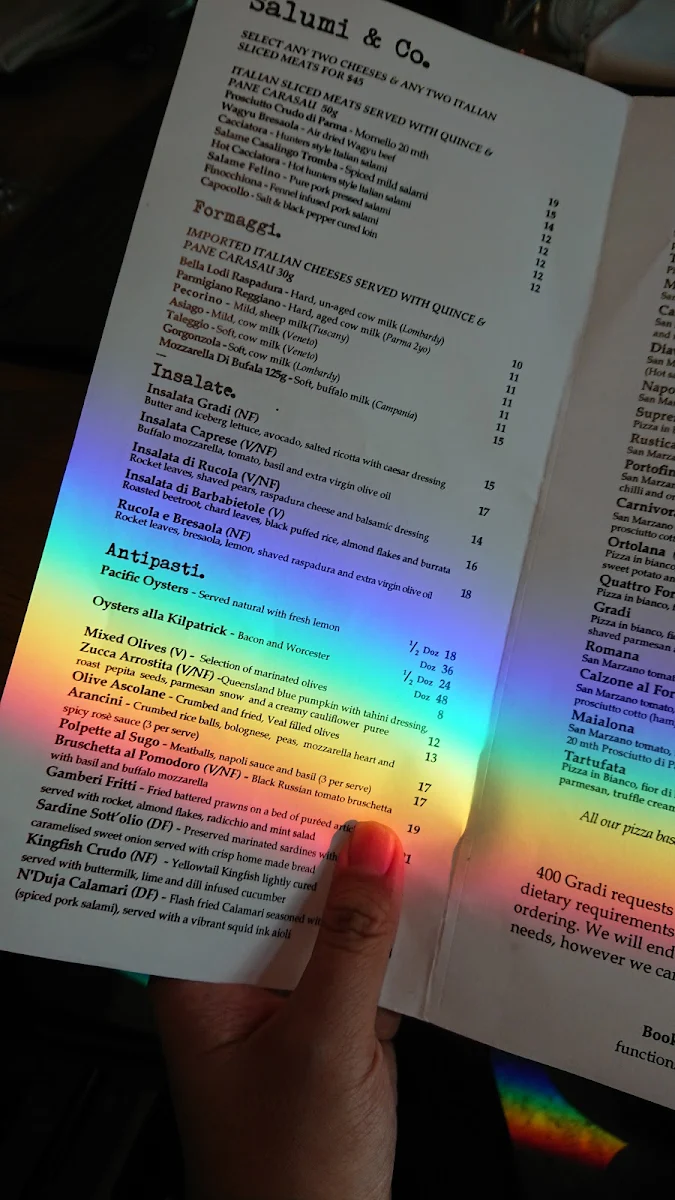 Menu, 400 Gradi - Essendon