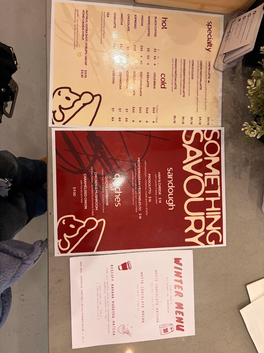 Menu, Simply Mike's