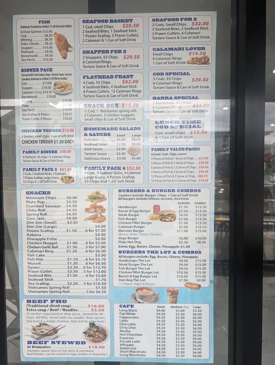 Menu, Nyna’s Cafe Fish & Chips