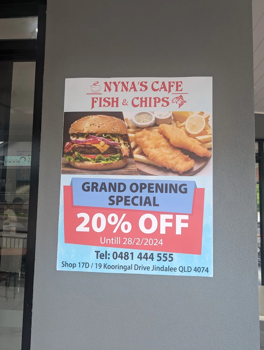 Menu, Nyna’s Cafe Fish & Chips