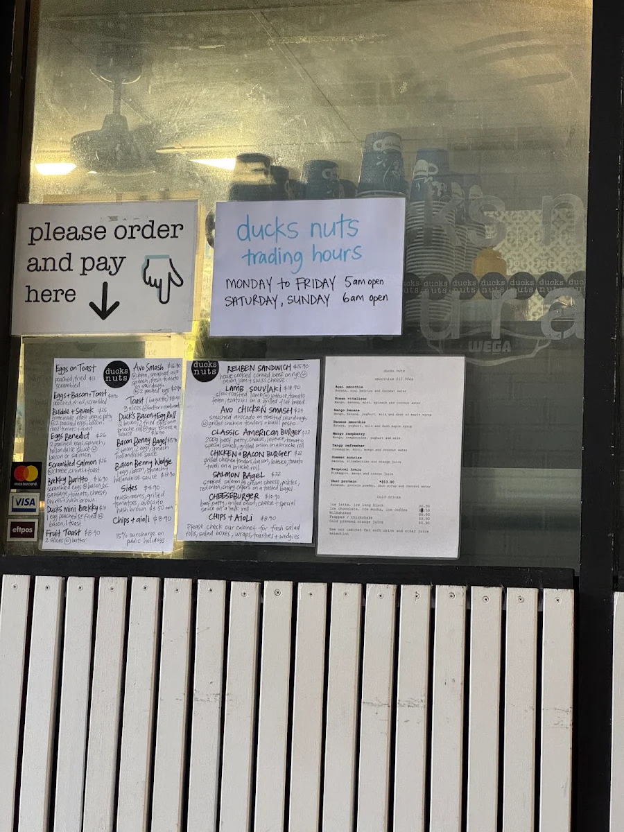 Menu, The Ducks Nuts