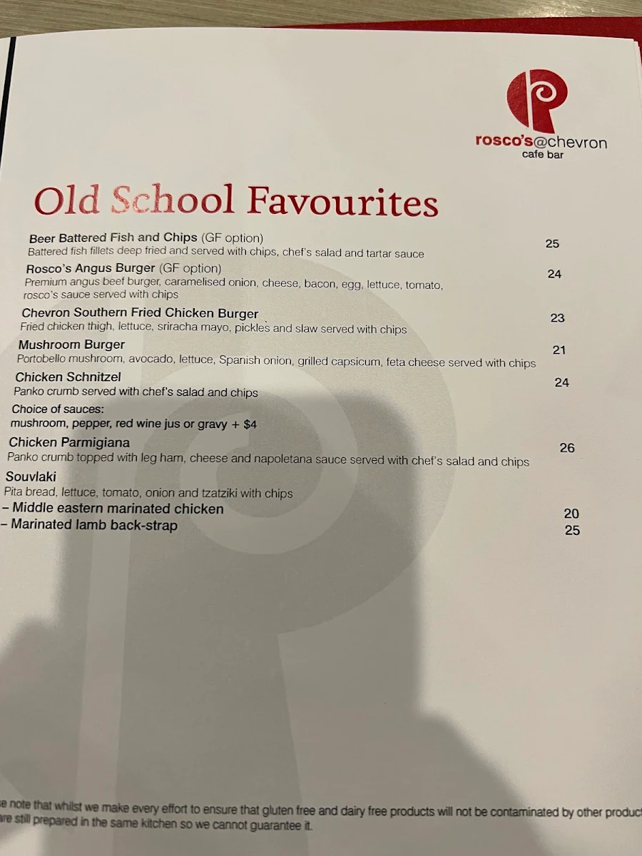 Menu, Rosco's @ Chevron