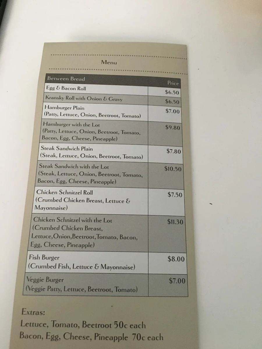 Menu, Murrumbateman Takeaway