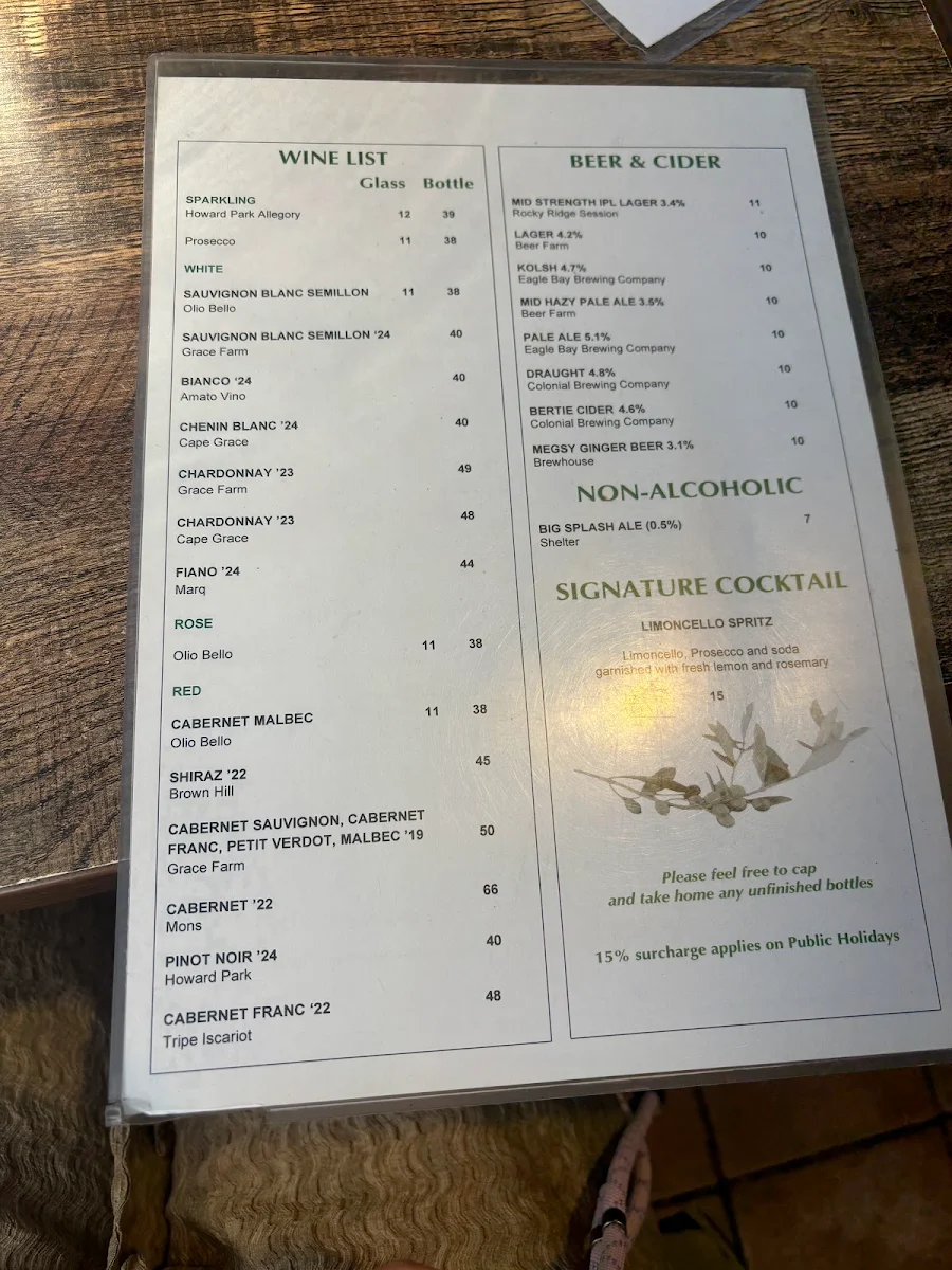 Menu, Olio Bello