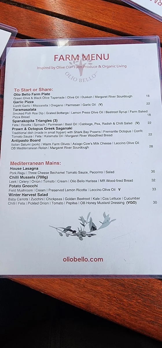Menu, Olio Bello