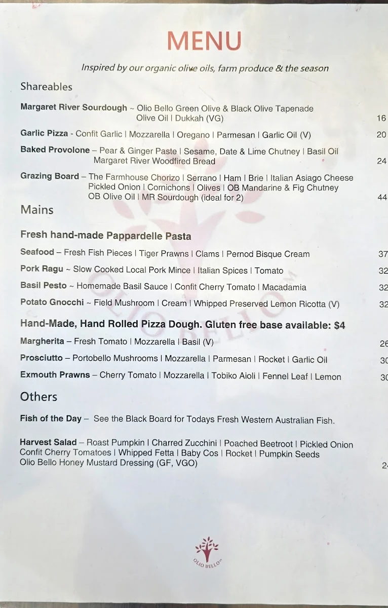 Menu, Olio Bello