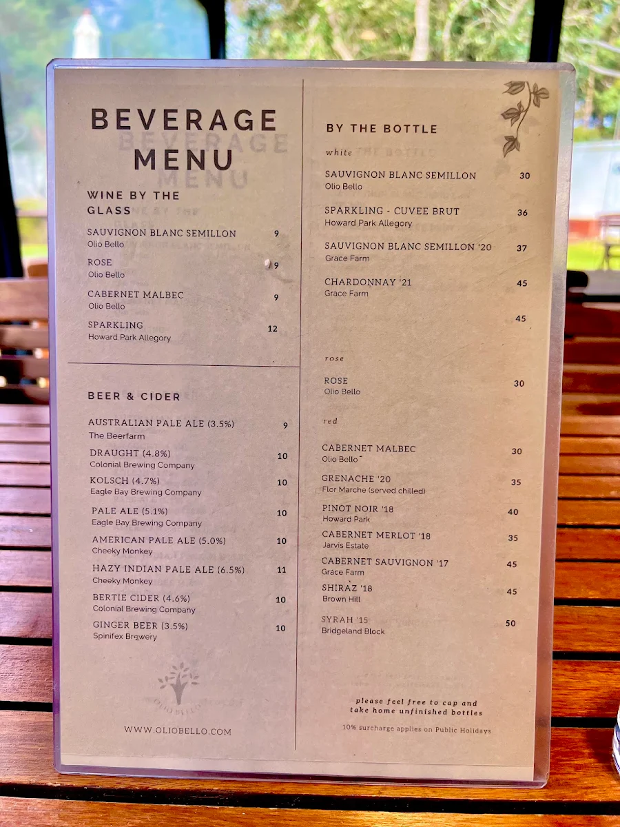 Menu, Olio Bello