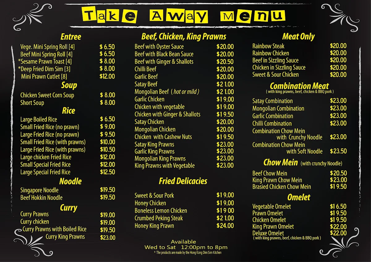 Menu, C Kitchen Fresh & Frozen Chinese Take Away