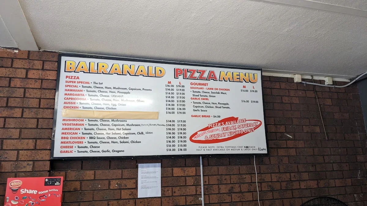 Menu, Balranald Take Away