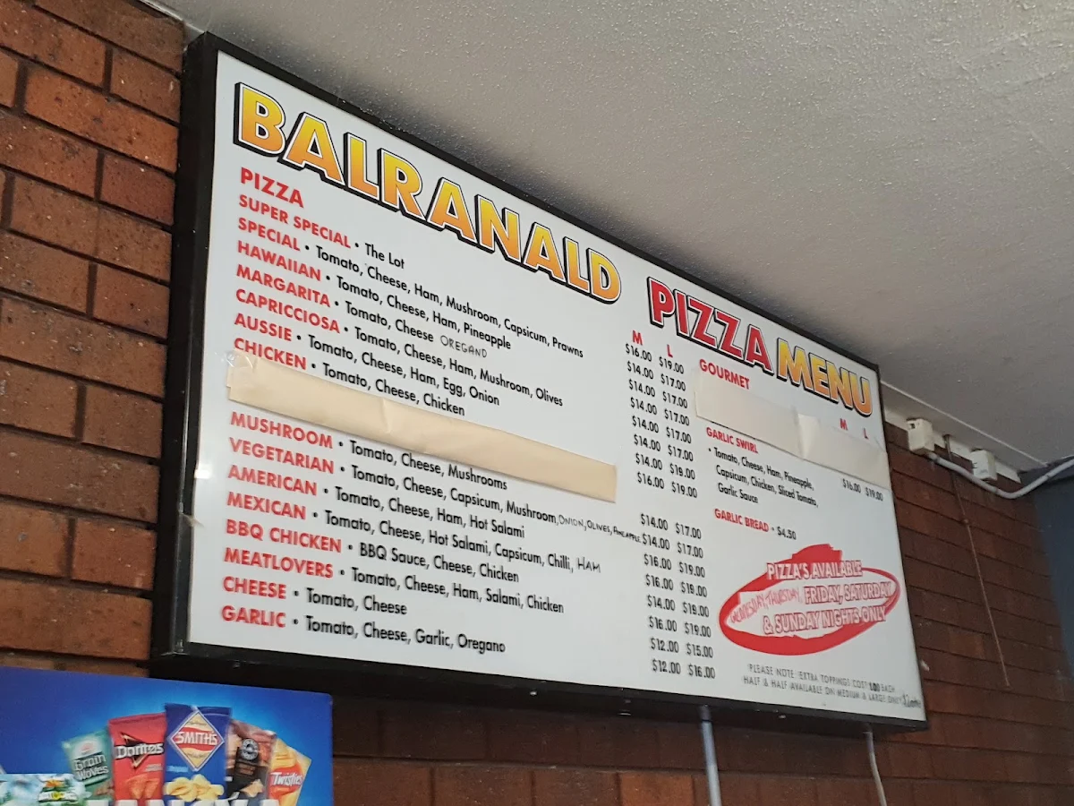 Menu, Balranald Take Away