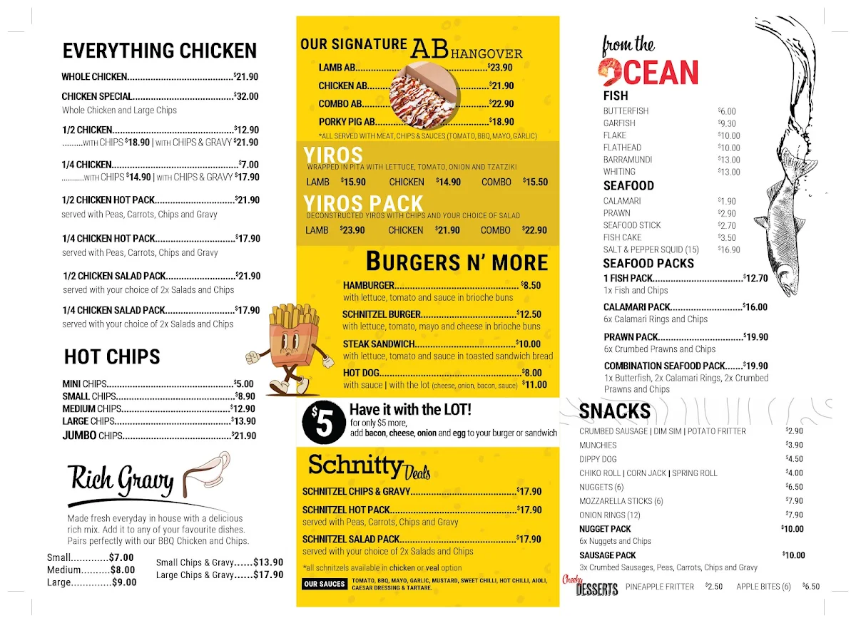 Menu, Captain Chicken & Seafood (West Lakes)