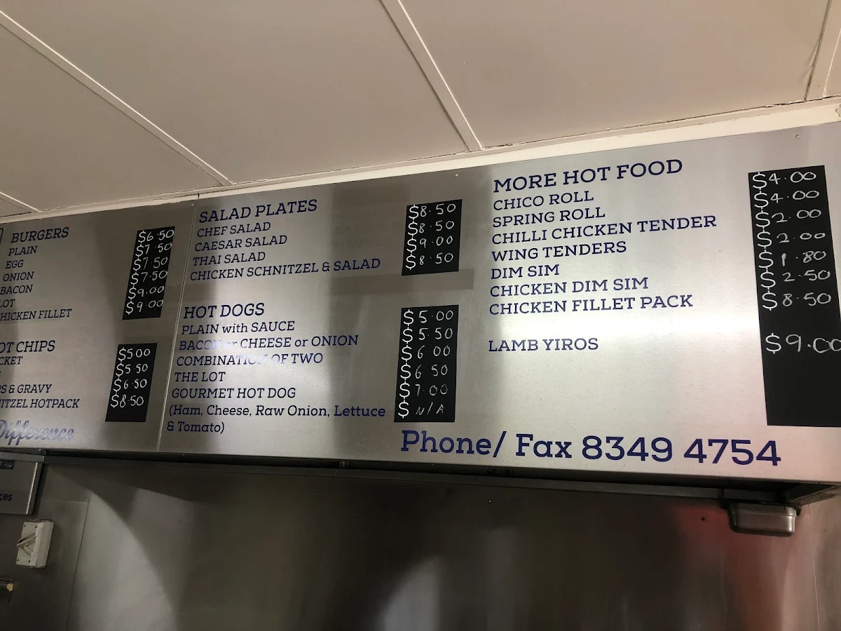 Menu, Churchill Court Snack Bar