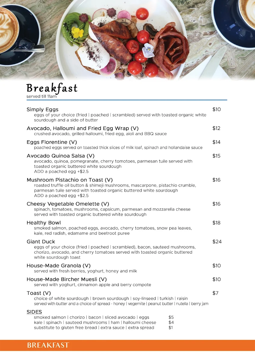 Menu, The Naked Duck Hyde Park