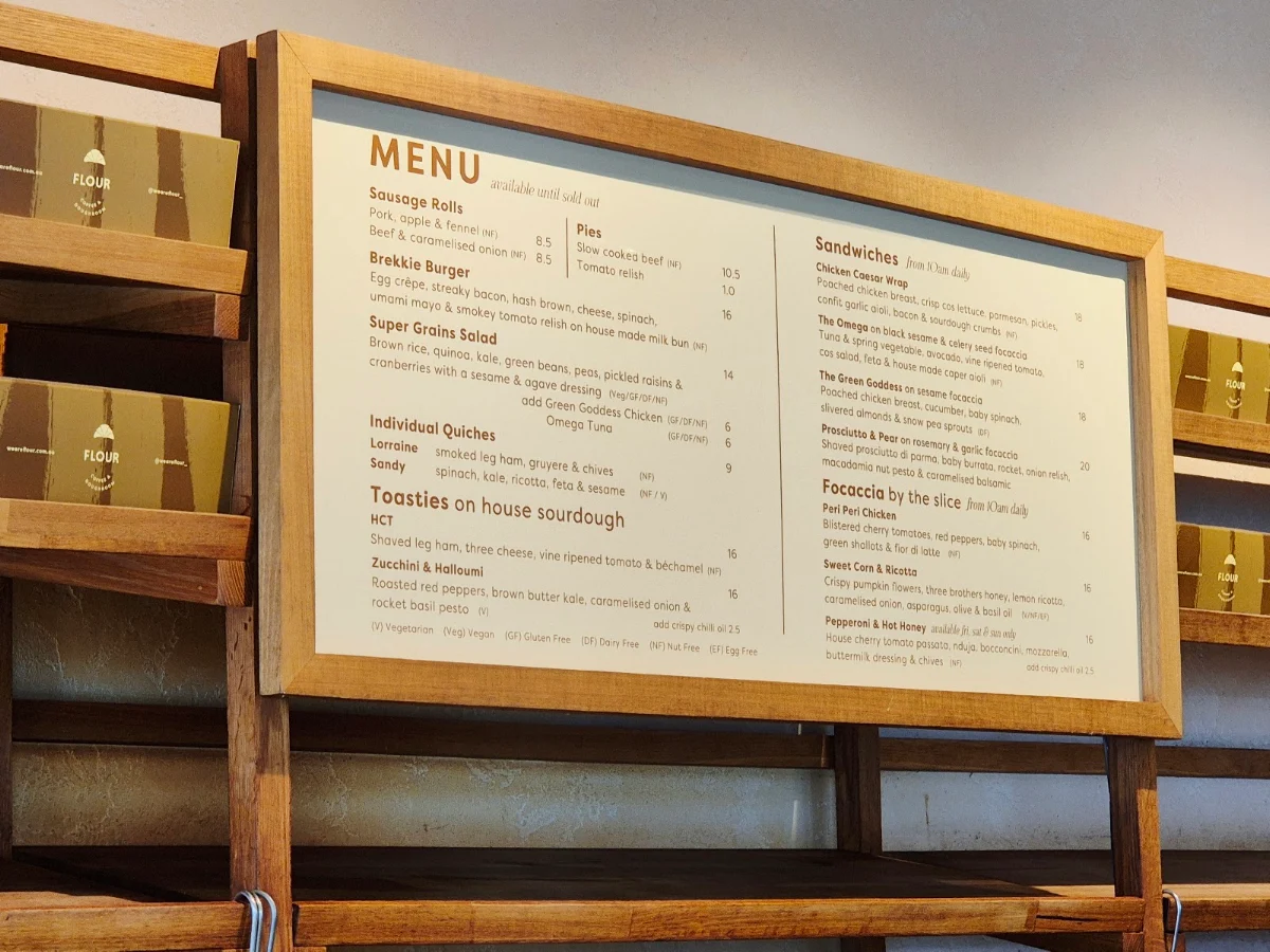 Menu, FLOUR coffee & doughroom