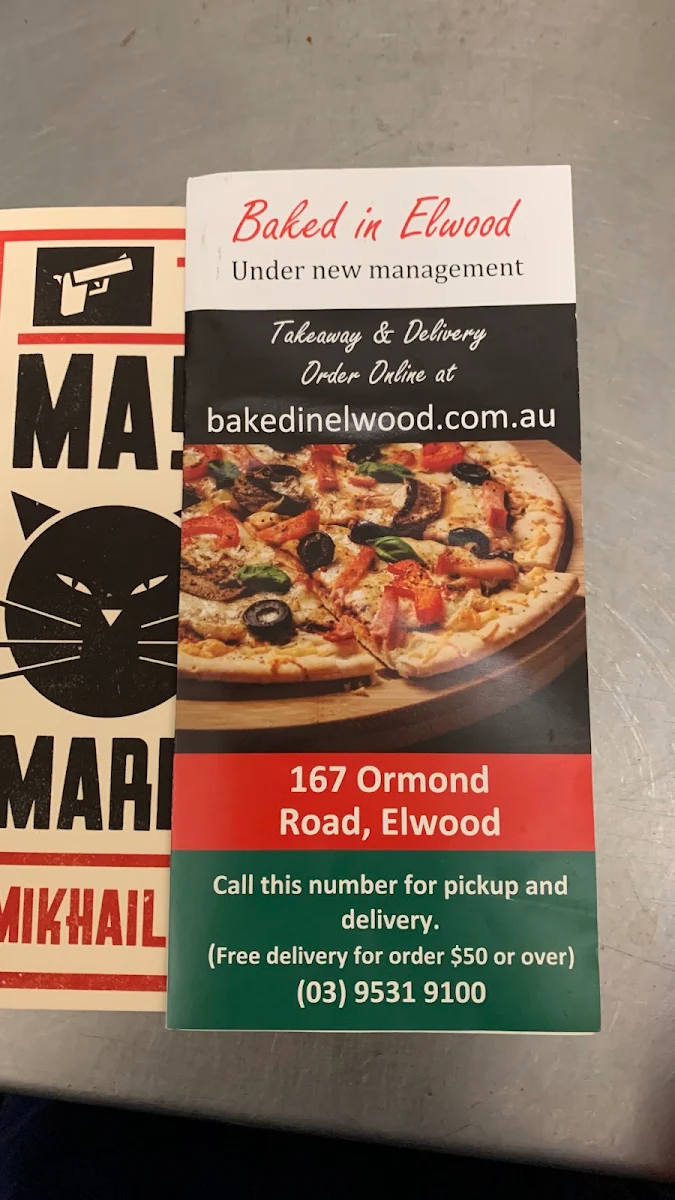 Menu, Baked In Elwood