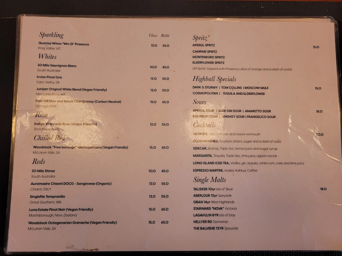 Menu, Prudence