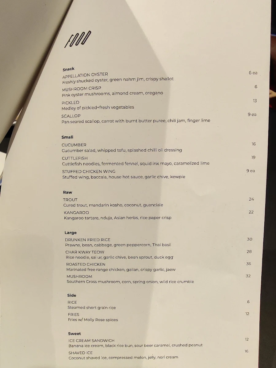 Menu, Molly Rose Brewery