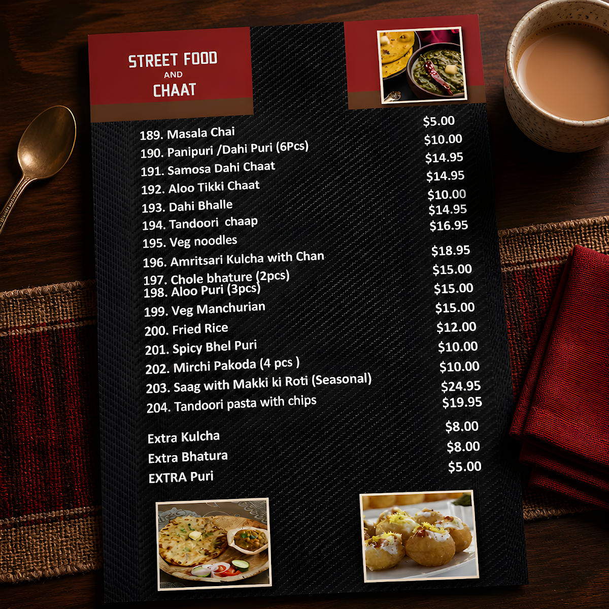 Menu, Indian Twist Restaurant & Banquet Hall Perth