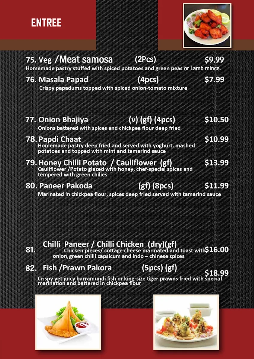 Menu, Indian Twist Restaurant & Banquet Hall Perth