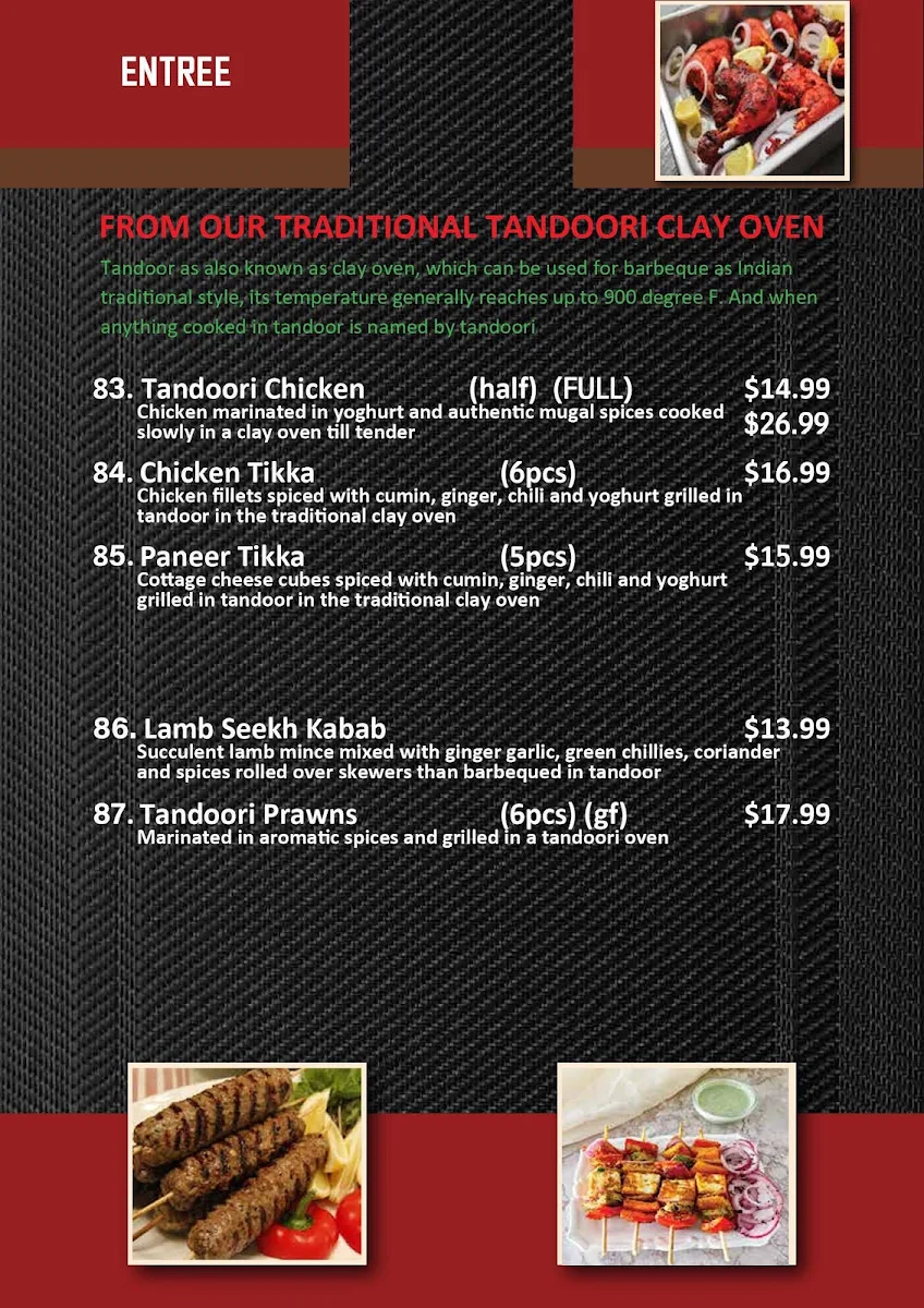 Menu, Indian Twist Restaurant & Banquet Hall Perth