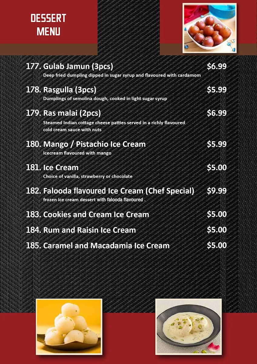 Menu, Indian Twist Restaurant & Banquet Hall Perth
