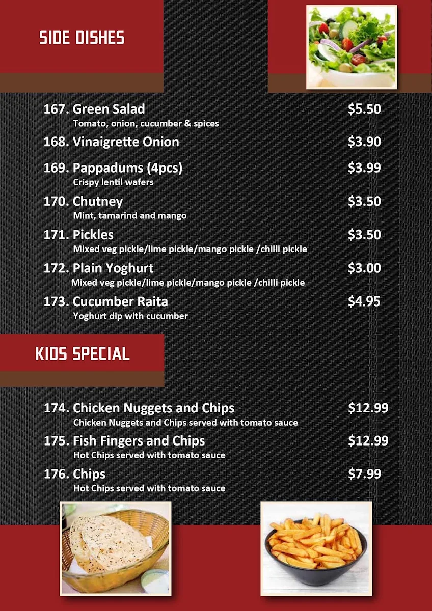 Menu, Indian Twist Restaurant & Banquet Hall Perth