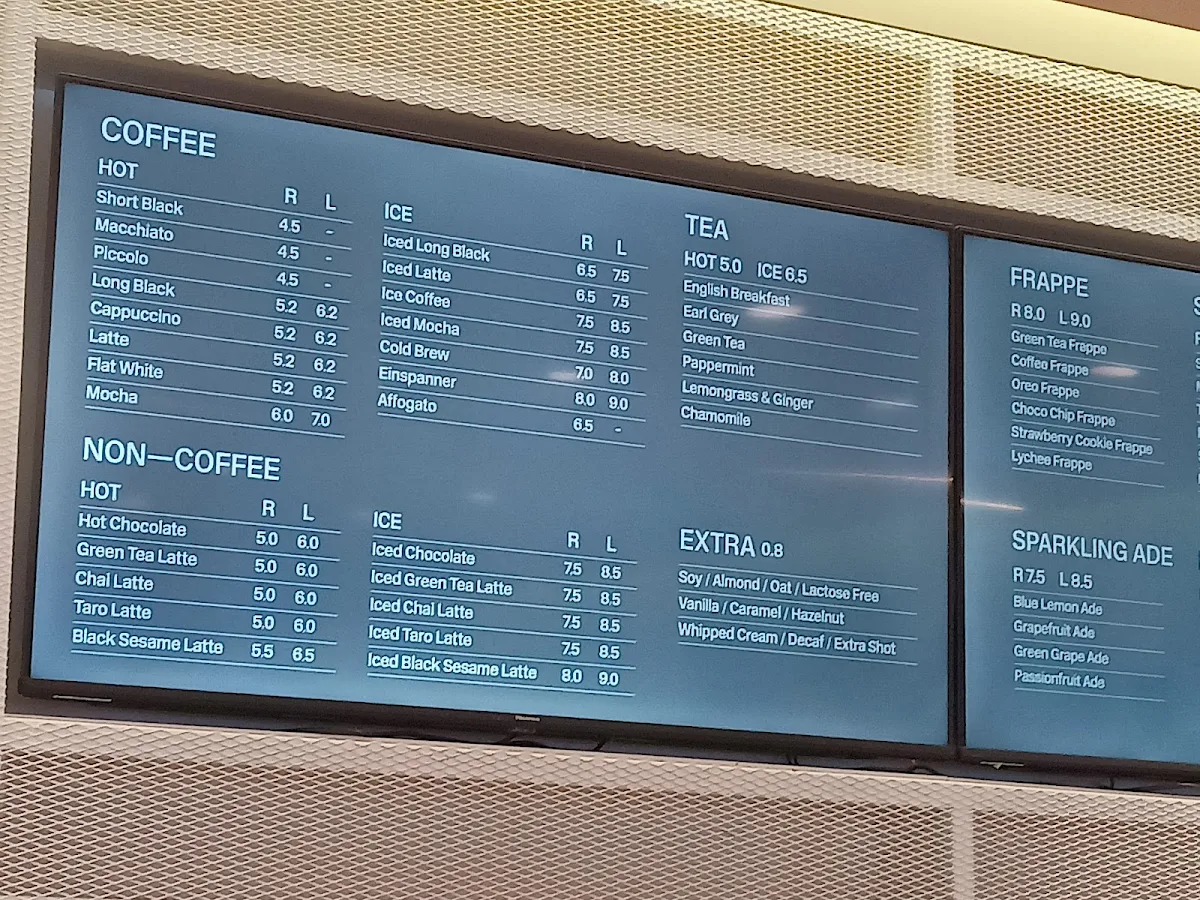 Menu, LAB Parramatta