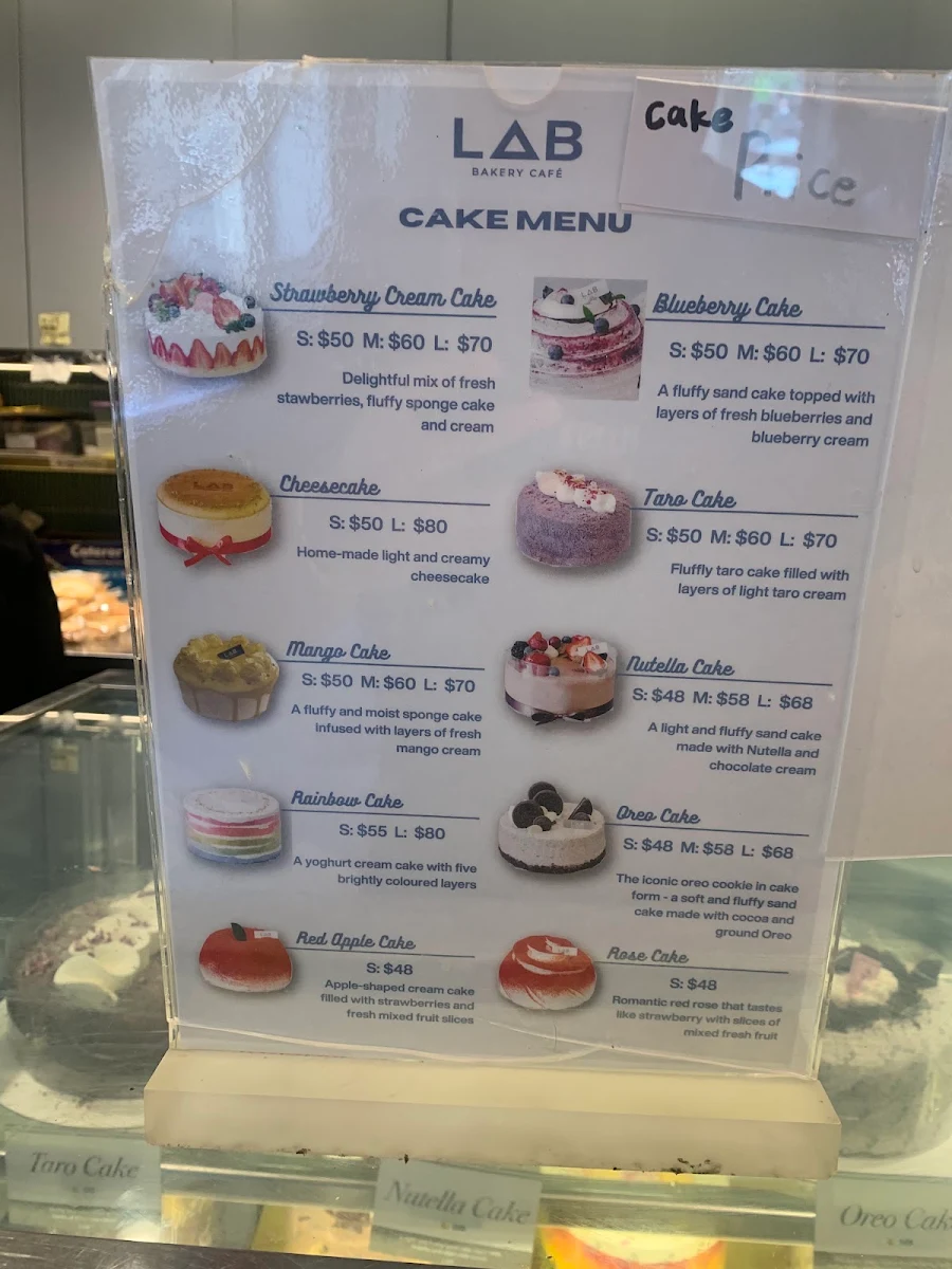 Menu, LAB Parramatta