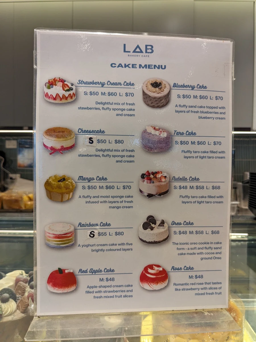Menu, LAB Parramatta