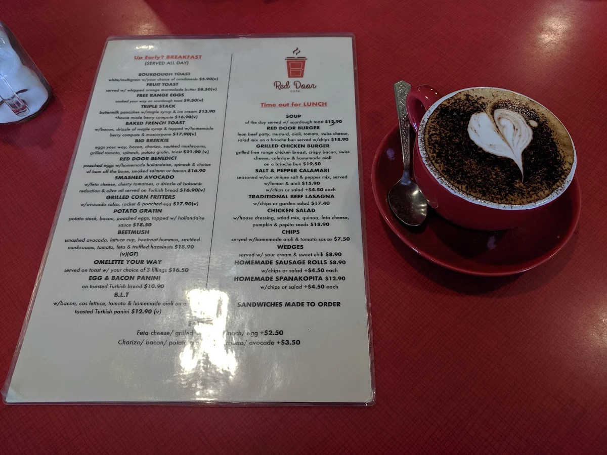 Menu, Red Door Cafe