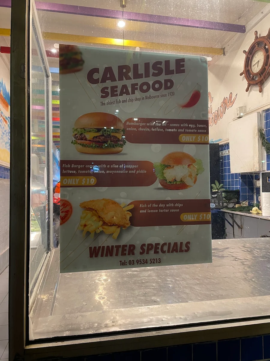 Menu, Carlisle Seafood
