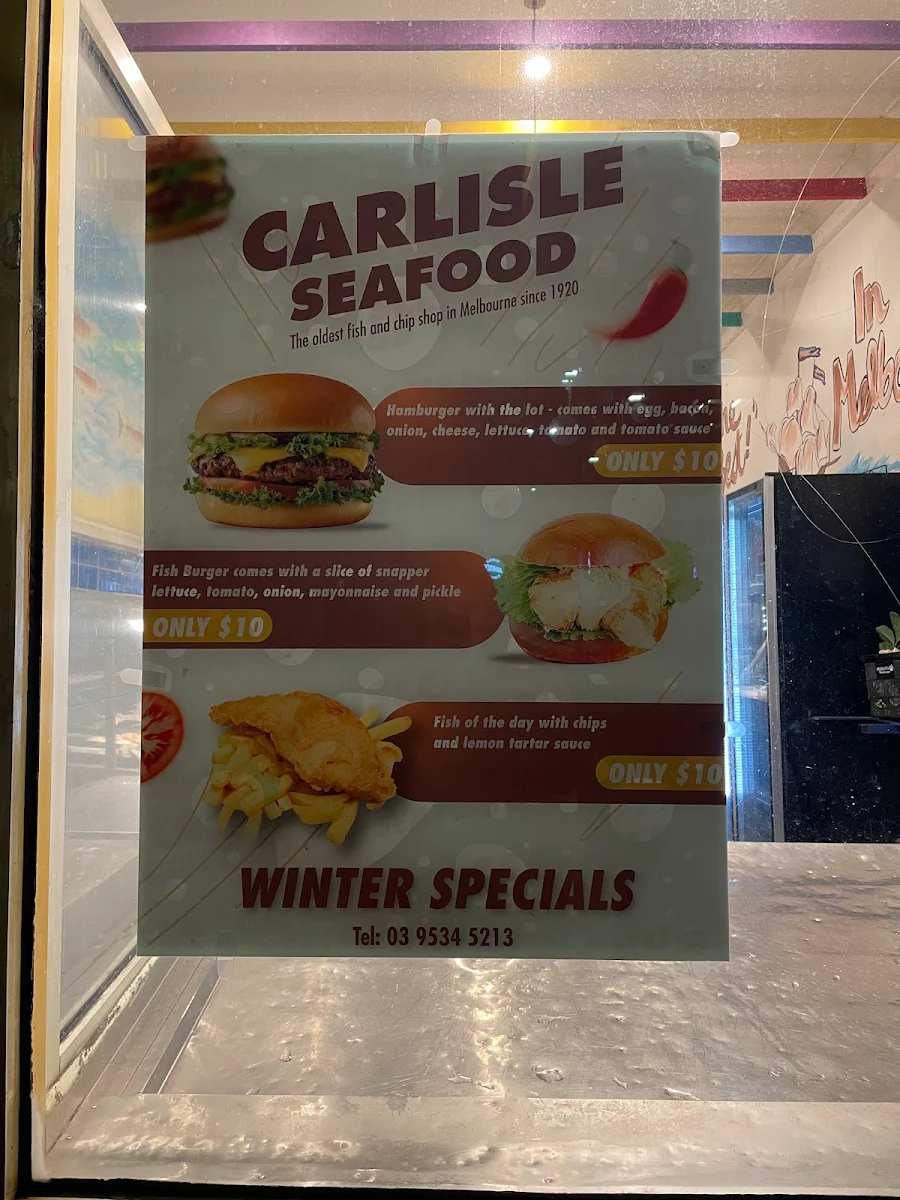 Menu, Carlisle Seafood