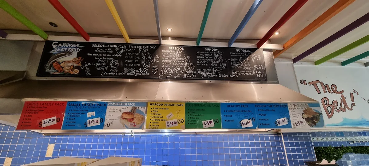 Menu, Carlisle Seafood