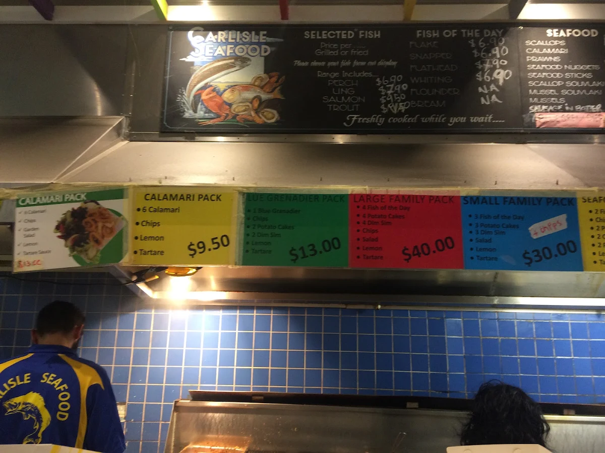 Menu, Carlisle Seafood