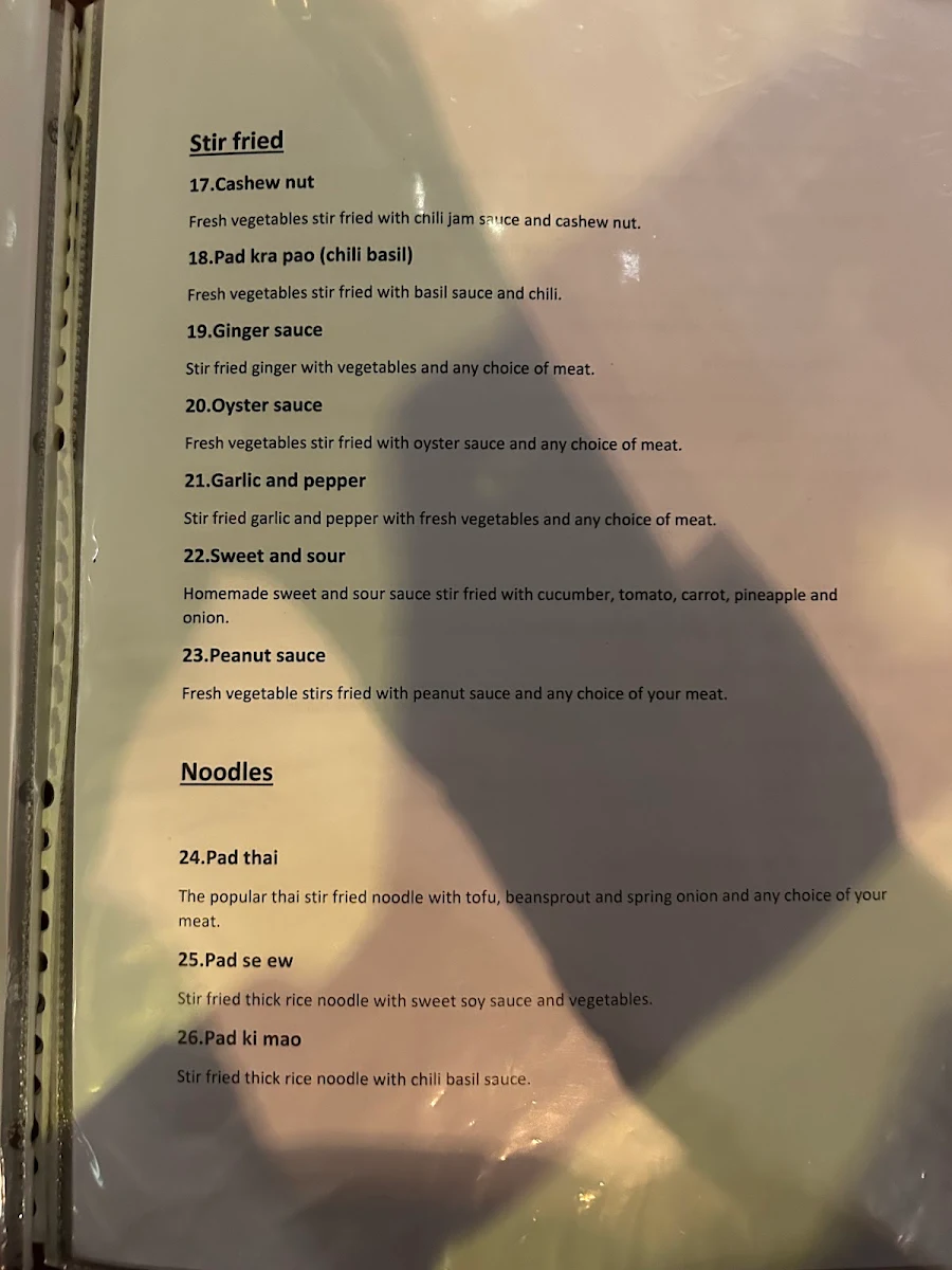 Menu, Maprang Thai Cuisine