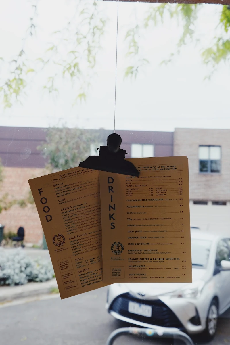 Menu, Todo Good Coffee