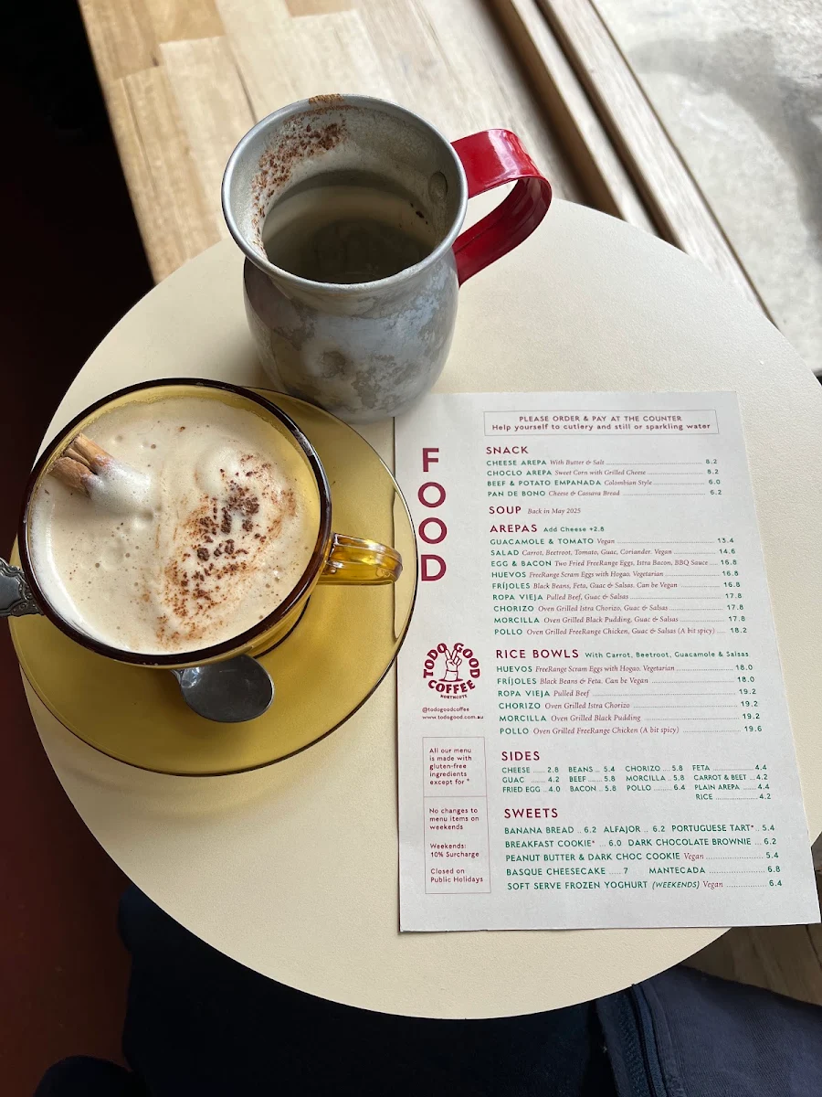 Menu, Todo Good Coffee