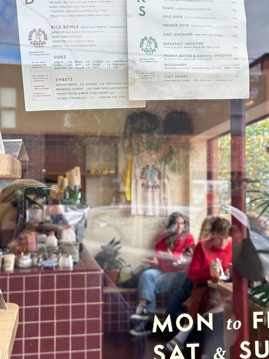 Menu, Todo Good Coffee