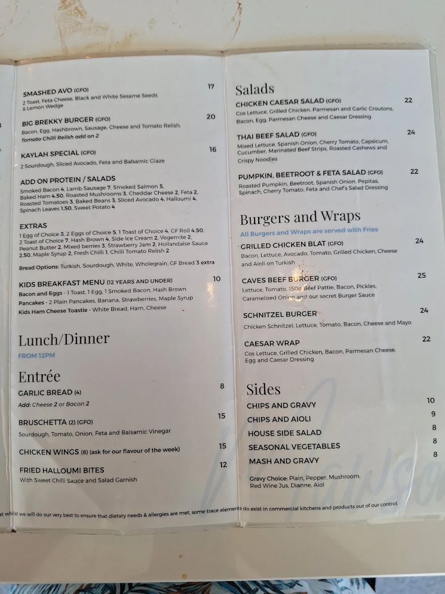 Menu, Deluca Restaurant