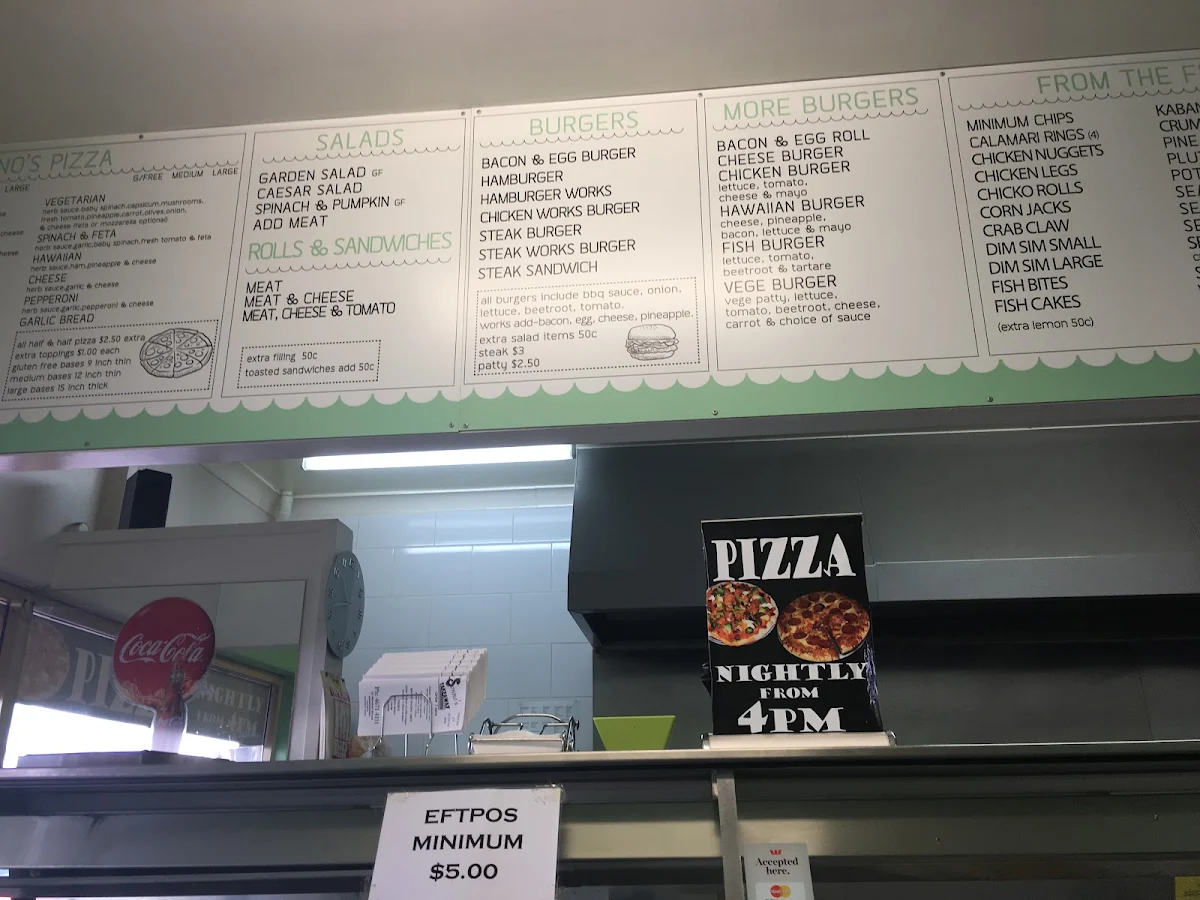 Menu, Sonno's Takeaway