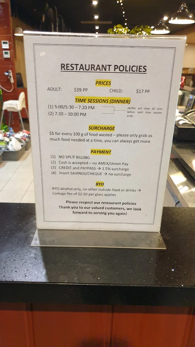 Menu, Hancookwan Korean BBQ Buffet Restaurant Willetton