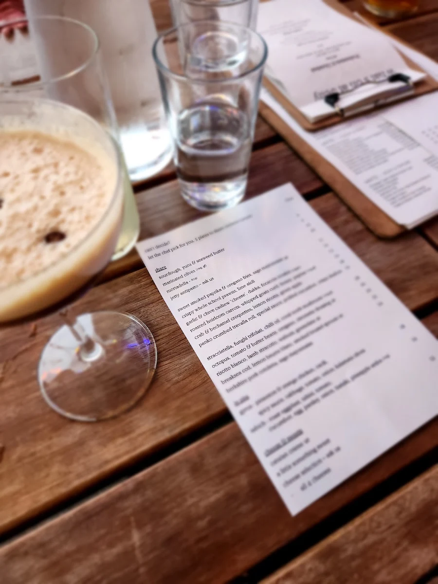 Menu, Jetty Bar & Eats