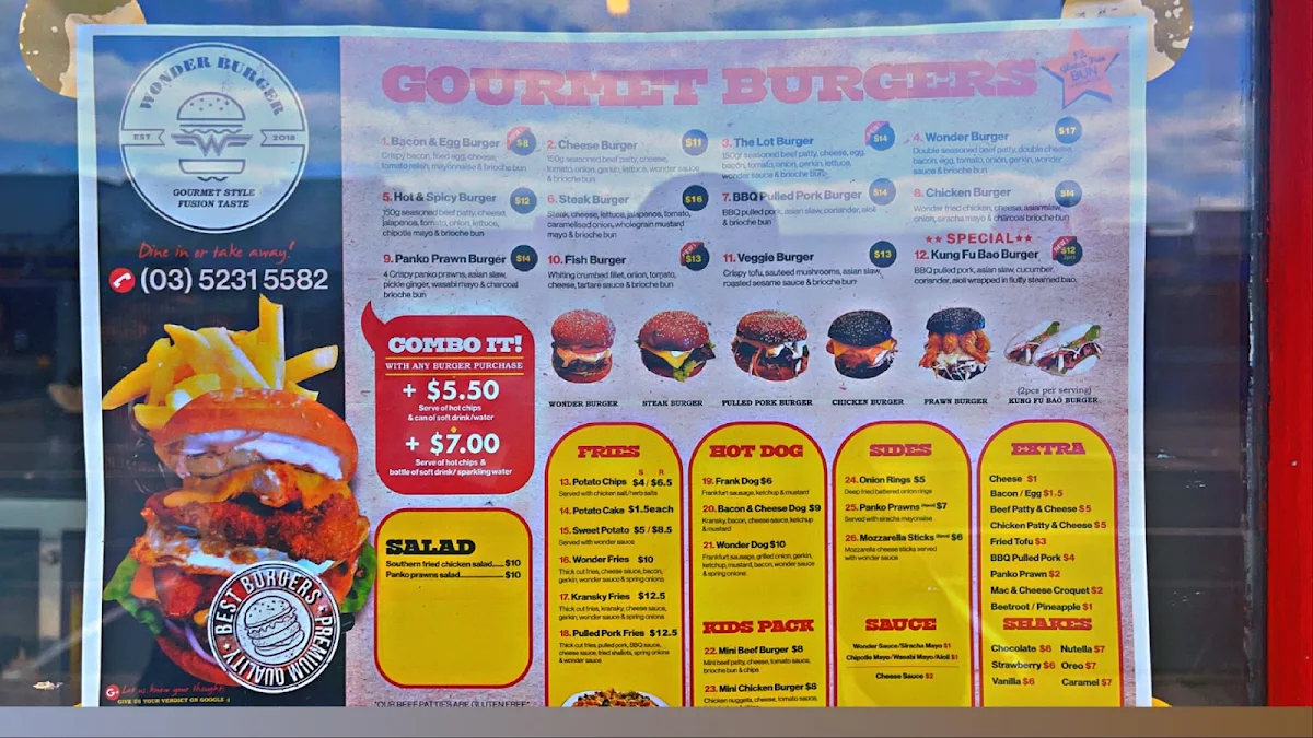 Menu, Wonder Burger