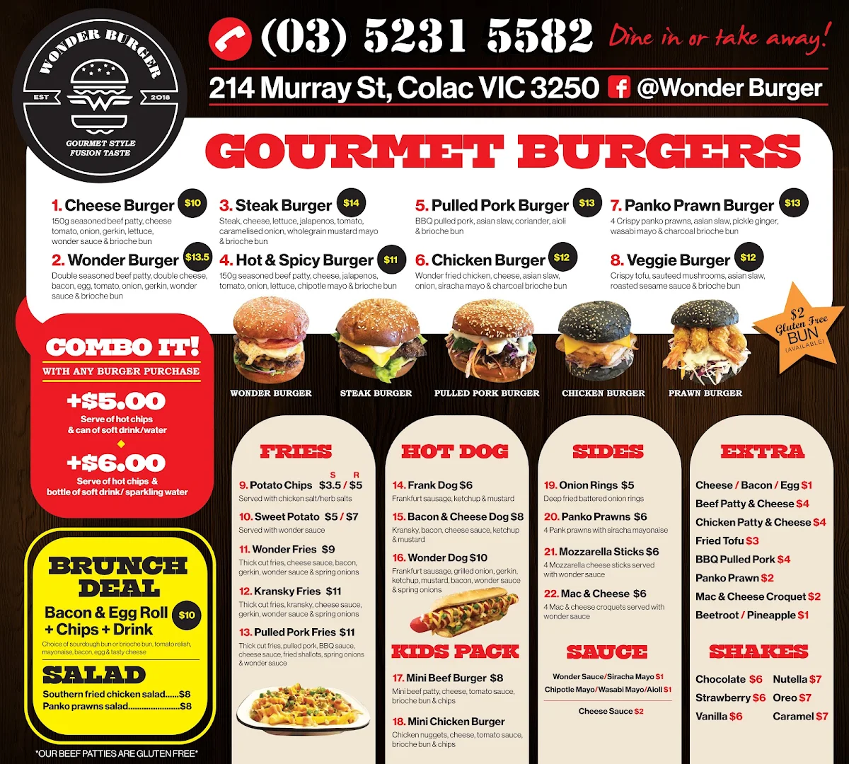Menu, Wonder Burger