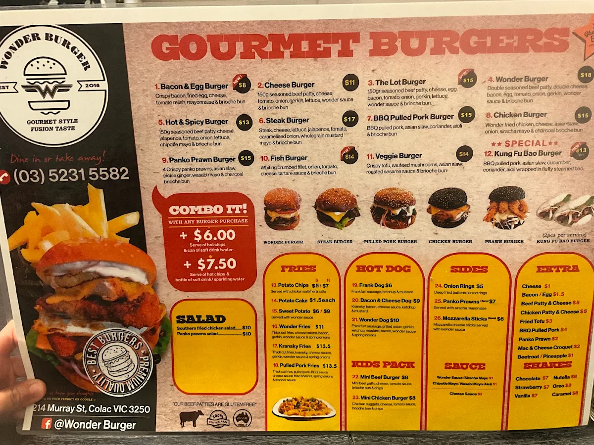 Menu, Wonder Burger