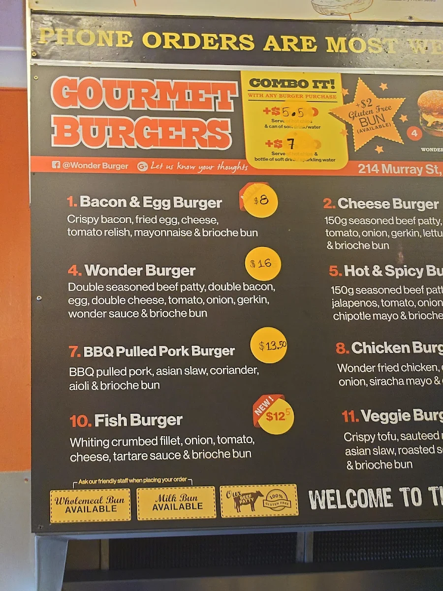 Menu, Wonder Burger