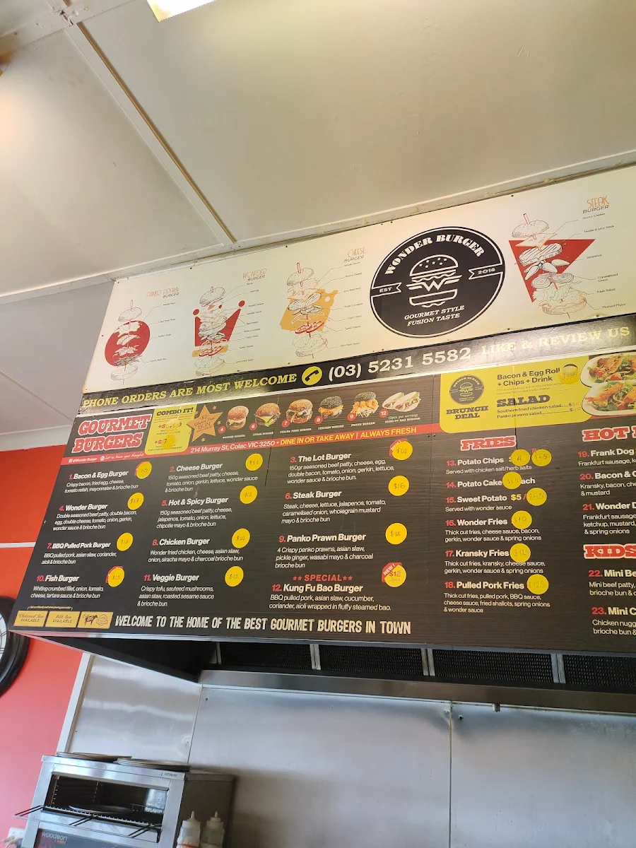 Menu, Wonder Burger