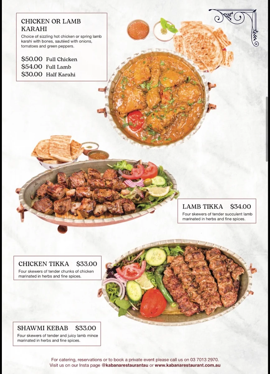 Menu, Kabana
