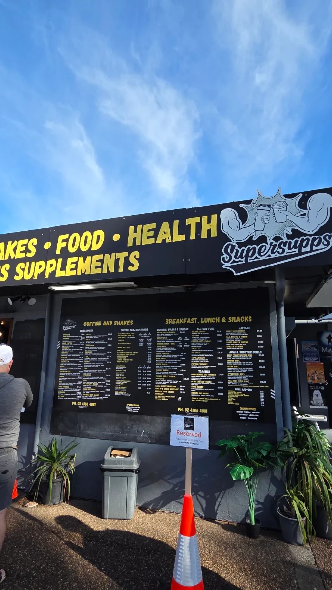 Menu, SuperSupps Healthy Cafe and Supplement Store