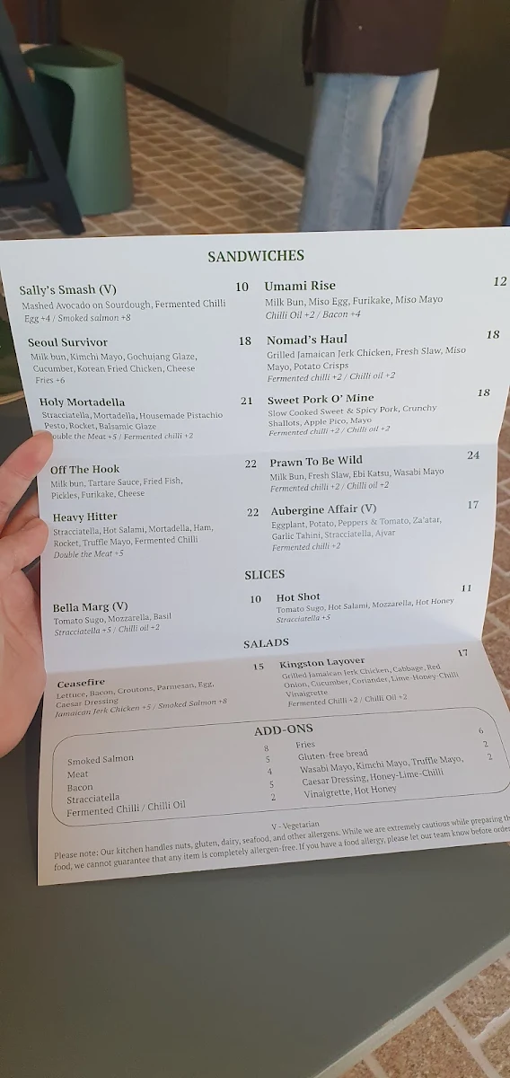 Menu, Silly Sally’s
